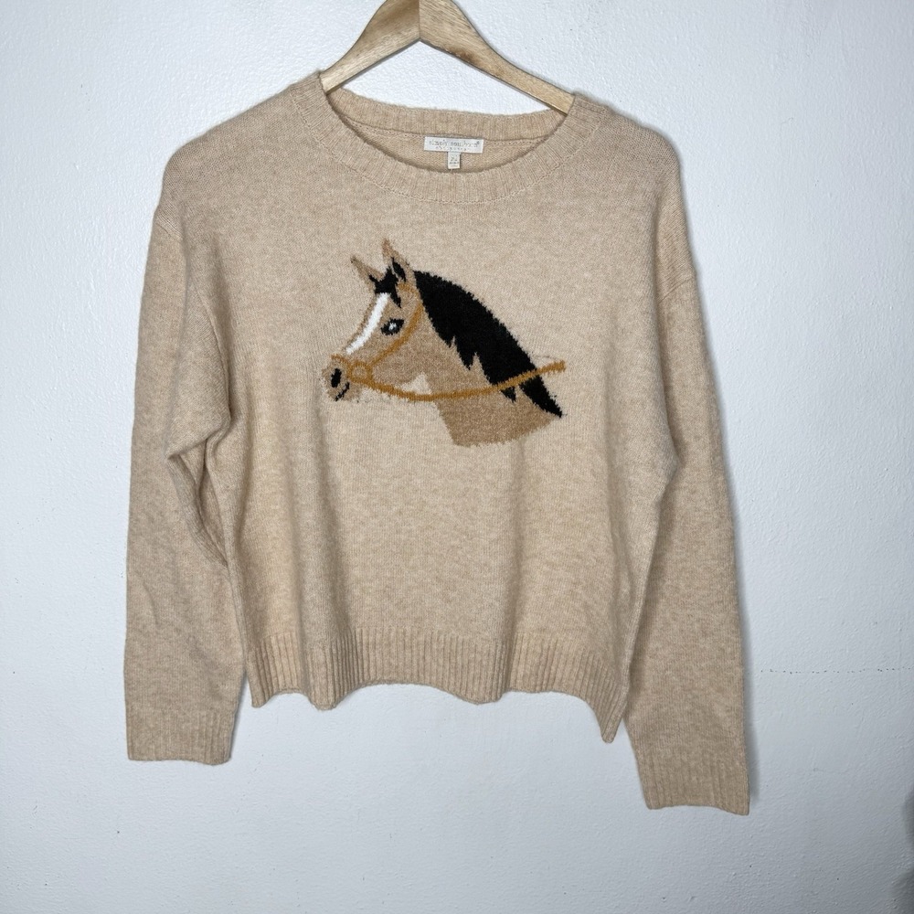 New Simply Southern Anastasia Brown Horse Western Sweater Women's Medium